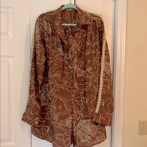 Brown Floral Women's Shirt/Jacket